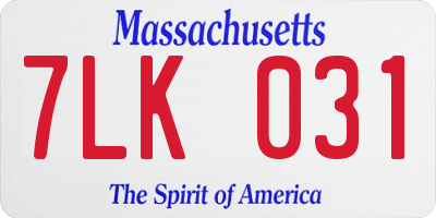 MA license plate 7LK031