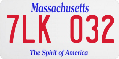 MA license plate 7LK032