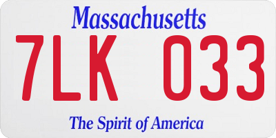 MA license plate 7LK033
