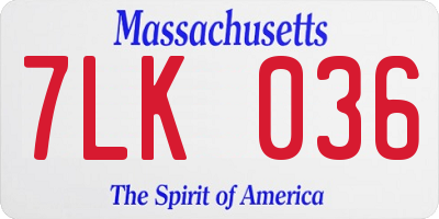 MA license plate 7LK036