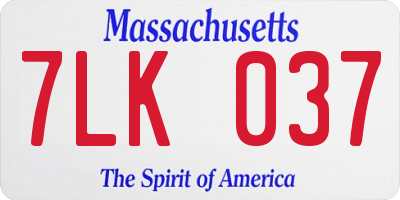MA license plate 7LK037