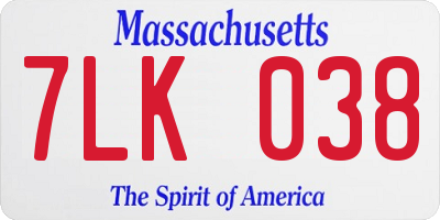 MA license plate 7LK038