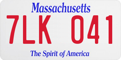 MA license plate 7LK041
