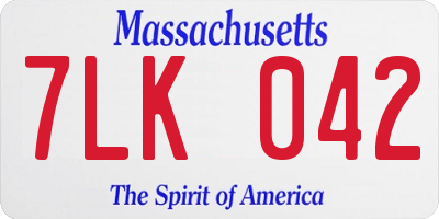 MA license plate 7LK042