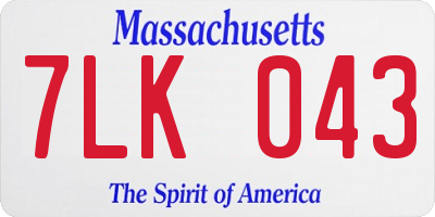 MA license plate 7LK043