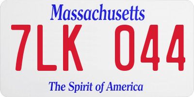 MA license plate 7LK044