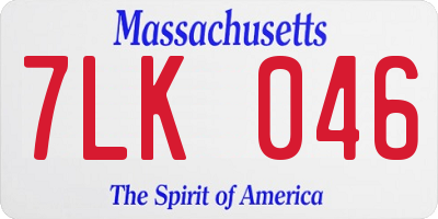 MA license plate 7LK046
