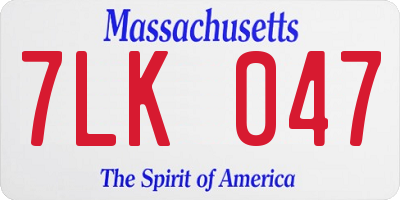 MA license plate 7LK047