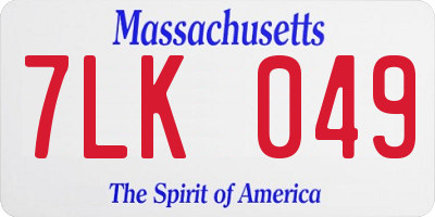 MA license plate 7LK049