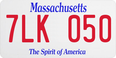 MA license plate 7LK050