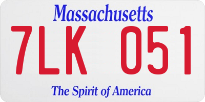MA license plate 7LK051