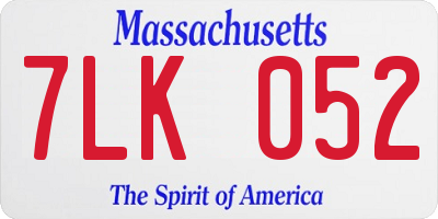 MA license plate 7LK052