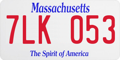 MA license plate 7LK053