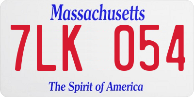 MA license plate 7LK054
