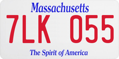 MA license plate 7LK055