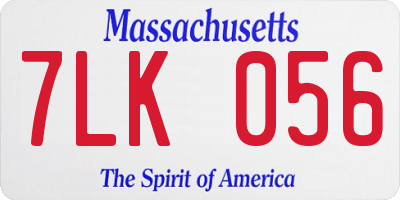 MA license plate 7LK056