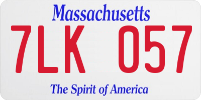 MA license plate 7LK057