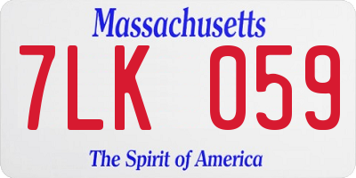 MA license plate 7LK059