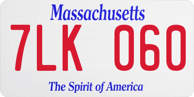 MA license plate 7LK060