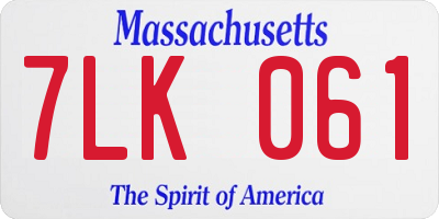 MA license plate 7LK061