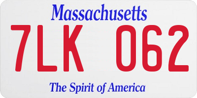 MA license plate 7LK062