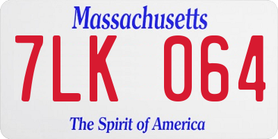 MA license plate 7LK064