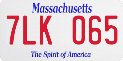 MA license plate 7LK065