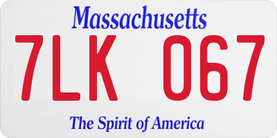 MA license plate 7LK067