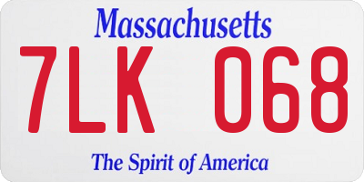 MA license plate 7LK068
