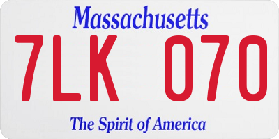 MA license plate 7LK070