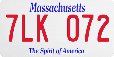 MA license plate 7LK072