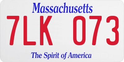 MA license plate 7LK073