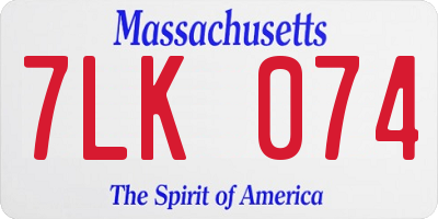 MA license plate 7LK074