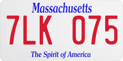 MA license plate 7LK075