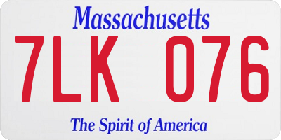 MA license plate 7LK076