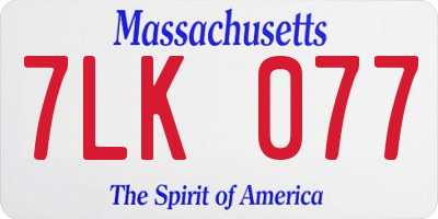 MA license plate 7LK077