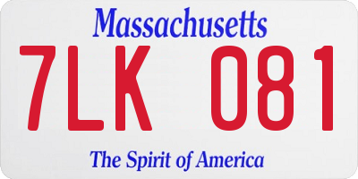 MA license plate 7LK081