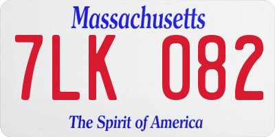 MA license plate 7LK082