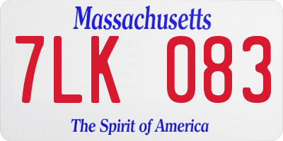MA license plate 7LK083