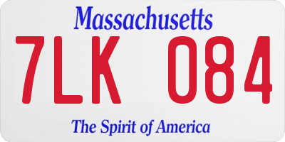 MA license plate 7LK084