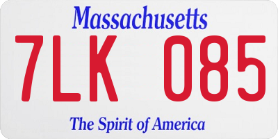 MA license plate 7LK085
