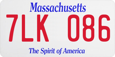 MA license plate 7LK086