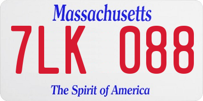 MA license plate 7LK088