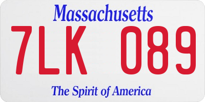 MA license plate 7LK089