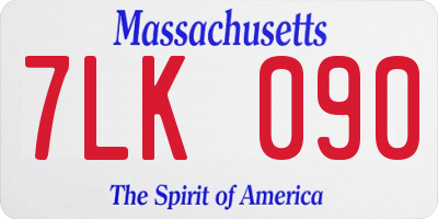 MA license plate 7LK090