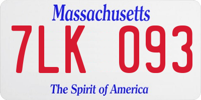MA license plate 7LK093