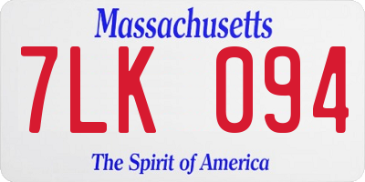MA license plate 7LK094