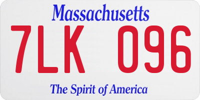MA license plate 7LK096