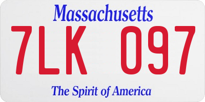 MA license plate 7LK097