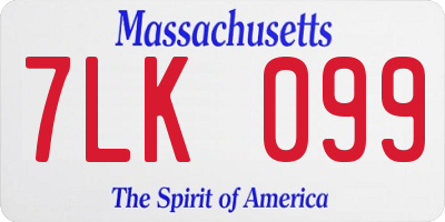 MA license plate 7LK099